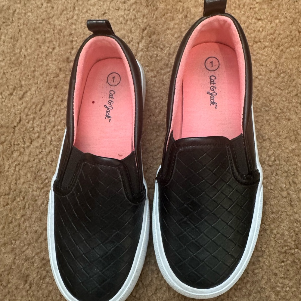 Cat & Jack Black Quilted Slip-On Sneakers